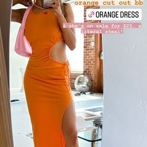 Louie midi dress orange- princess polly